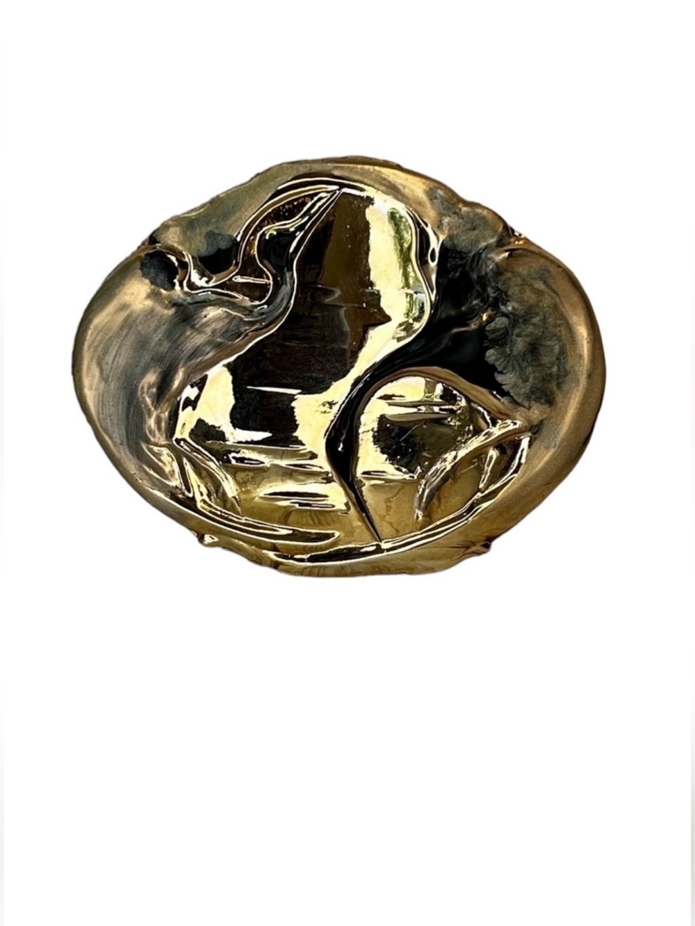 Vintage Enameled Abstract Crane Bird Brass Charmont Belt Buckle